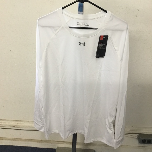 Women’s Long Sleeve Under Armour Locker Tee - White - Picture 1 of 2